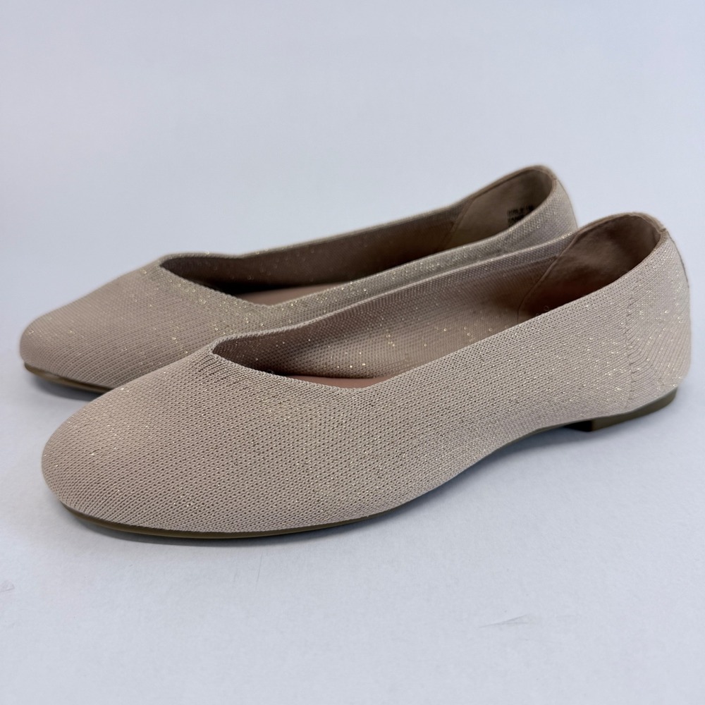 MIA Kids Kandi Champagne Gold Glitter Knit Ballet Flats Girls Size 1M